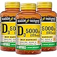MASON NATURAL Vitamin D3 125 mcg (5000 IU) - Supports Overall Health, Strengthens Bones and Muscles, from Fish Liver Oil, 50 Softgels (Pack of 3)