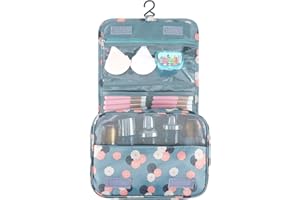 Pengxiaomei Toiletry Bag, Waterproof Hanging Cosmetic Bag Portable Travel Makeup Pouch Multifunction Handle Travel Toiletry Bag Organizer with Hook for Women Girls(Blue)