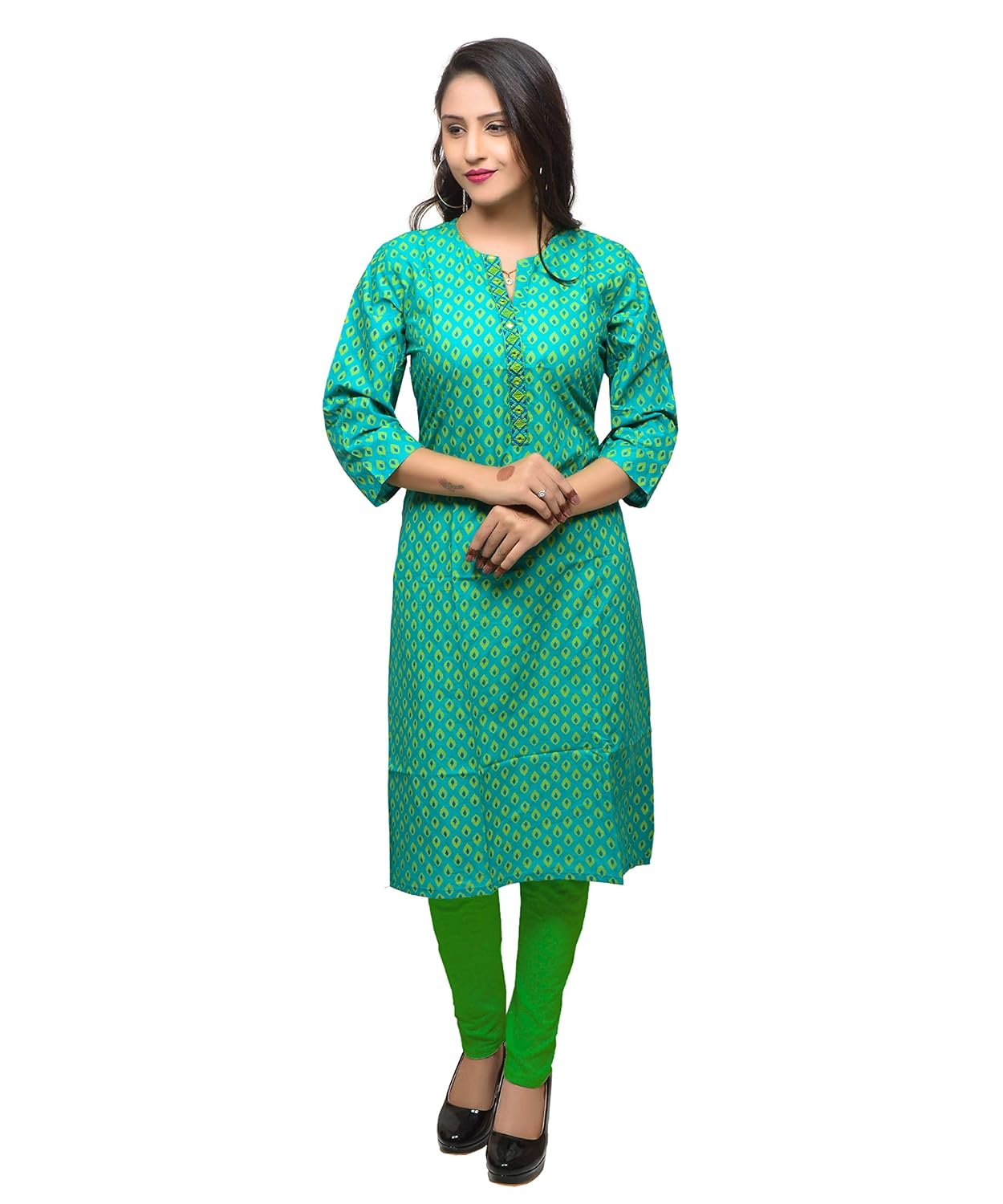 rivaj women's cotton long 3/4 sleeve, partywear design kurti, size l-m-s-xs-xl-xxl
