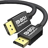 IVANKY 80Gbps DisplayPort Cable 2.1, [VESA Certified], 16K Display Port Cord Compatible FreeSync Gaming Monitor 5090 7900XTX, 6.6FT