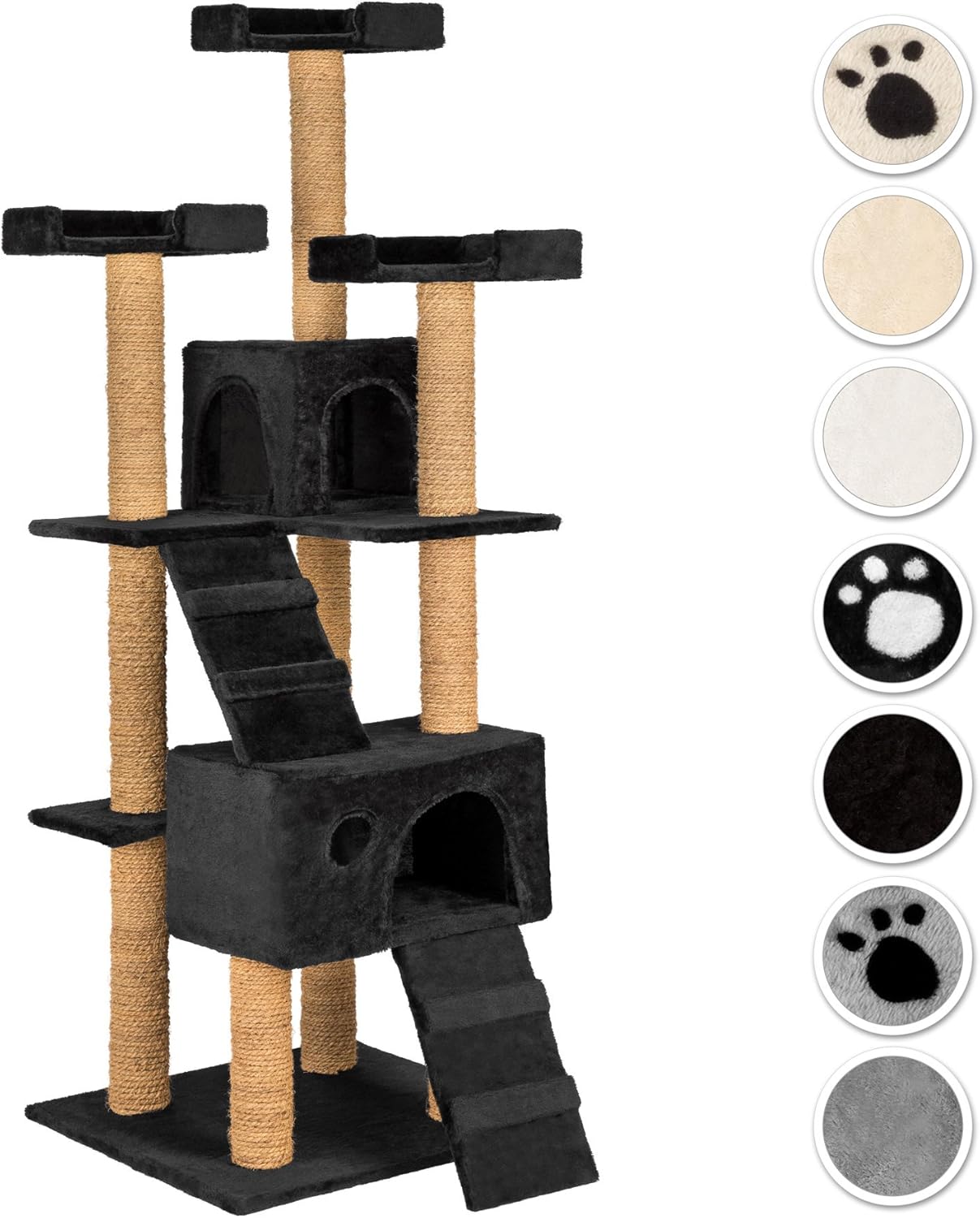 TecTake Rascador Árbol para Gatos 169 cm de Altura (Negro | No ...