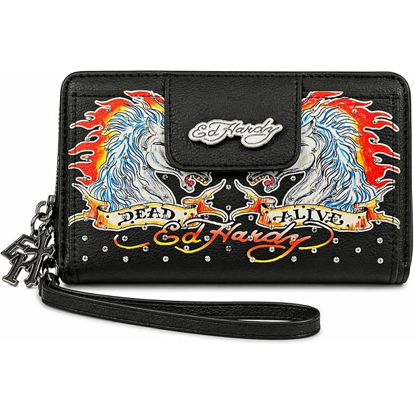 Amazon.com: ED HARDY Women's Zip Around Wallet Wristlet with