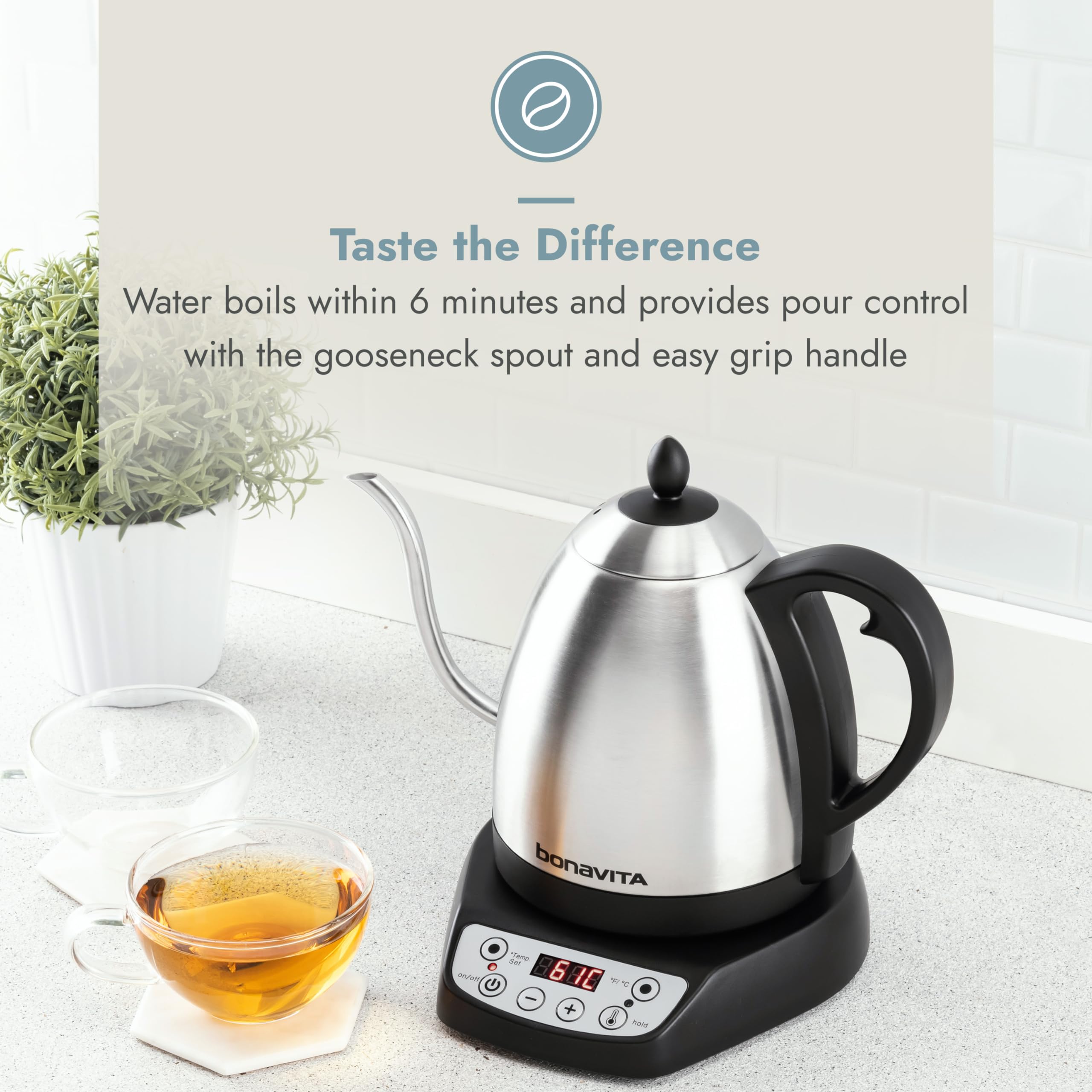 Bonavita 1L Digital Variable Temperature Gooseneck Electric Kettle for