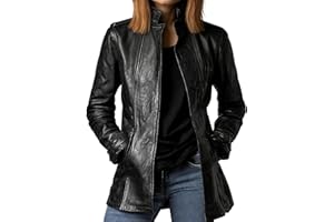 Women Faux Leather Jacket Open Front Lapel Regular Length Leather Coat Casual Fall Outerwear