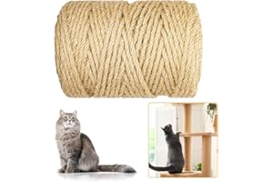 360FT/110M Natural Sisal Rope for Cat Scratching Posts, 6mm Thick Jute Hemp Cat Rope for Cat Tree Replacement, Cat Scratch Po