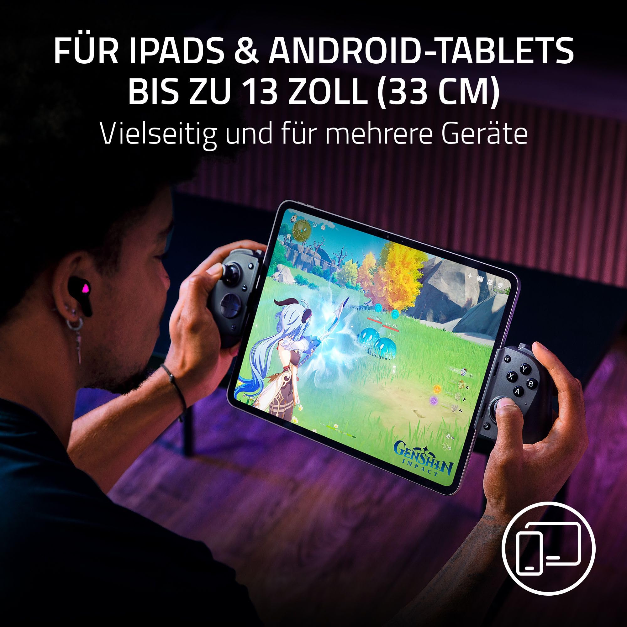 Razer Kishi V3 Pro XL - USB-C Gaming-Controller für Fullsize-Tablets - iPads & Android-Tablets bis zu 13" - Plug-and-Play - Anti-Drift-Analogsticks - Sensa HD Haptik - Nexus App, Schwarz 3