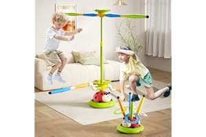 5 in 1 Multi-Functional Game Sports Machine, Kid Ladybug Fitness Machine Toy,Obstacle Course/Rocket Launch/Ring Toss/Musical 