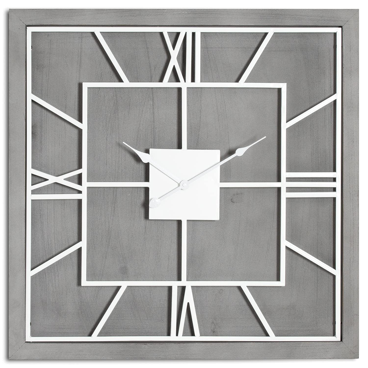 Hill Interiors Williston Grey Square Wall Clock, Mixed, 60 x 5 x 3.64 cm