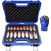 ZKTOOL 19Pcs Diesel Injector Fuel Line Socket 8-27mm Flare Nut Socket Set | 3/8" 1/2" Drive 5-Point Avoid Wire Nut Sockets, For Wired Temperature Sensor, Thermo Switch, etc
