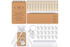 Fulmoon 80 Pcs Employee Appreciation Gifts Set Include Notepad Pen Thank You Keychain Organza Bag, Going Away Retirement Birthday Christmas Team Gift for Member Coworker(Brown,Team)