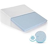 Healthex Bed Wedge Pillow Cooling Gel Memory Foam Top – Elevated Support Cushion for Lower Back Pain, Acid Reflux, Heartburn,