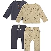 Modern Moments by Gerber Unisex Baby 4-pack Henley Top and Pants Set