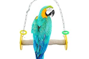 Sweet Feet and Beak Roll Bird Swing - Pumice Perch Bird Toys Trims Nails and Beaks, Safe and Non-Toxic Bird Cage Accessories for Small and Large Birds, Swinging Toys Birds Will Love, Large 10.5 Inches