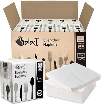 Farla Medical Select White Paper Napkins 2-Ply 20 x 100 Packs Disposable