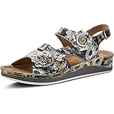 Spring Step L`Artiste Joelina Dazi Ankle Strap Hand Painted Leather Floral Sandals