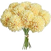 Mandy's Yellow Artificial Ball Chrysanthemum 12 Stems Faux Flowers with Bendable Stems for Valentine's Day and Easter Decorations DIY Wedding Centerpiece Fall Decor Home Arrangements