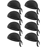 Foaincore 8 Pack Do Rag Skull Caps for Men Sweat Wicking Doo Rags Cooling Helmet Liner Cycling Motorcycle Bandana