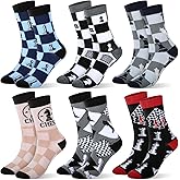 Newcotte 6 Pairs Chess Socks Novelty Socks Gifts for Adults Men Women Chess Lover Players