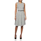 Tommy Hilfiger Womens Sleeveless Faux Leather Belt Fit and Flare Midi Dress
