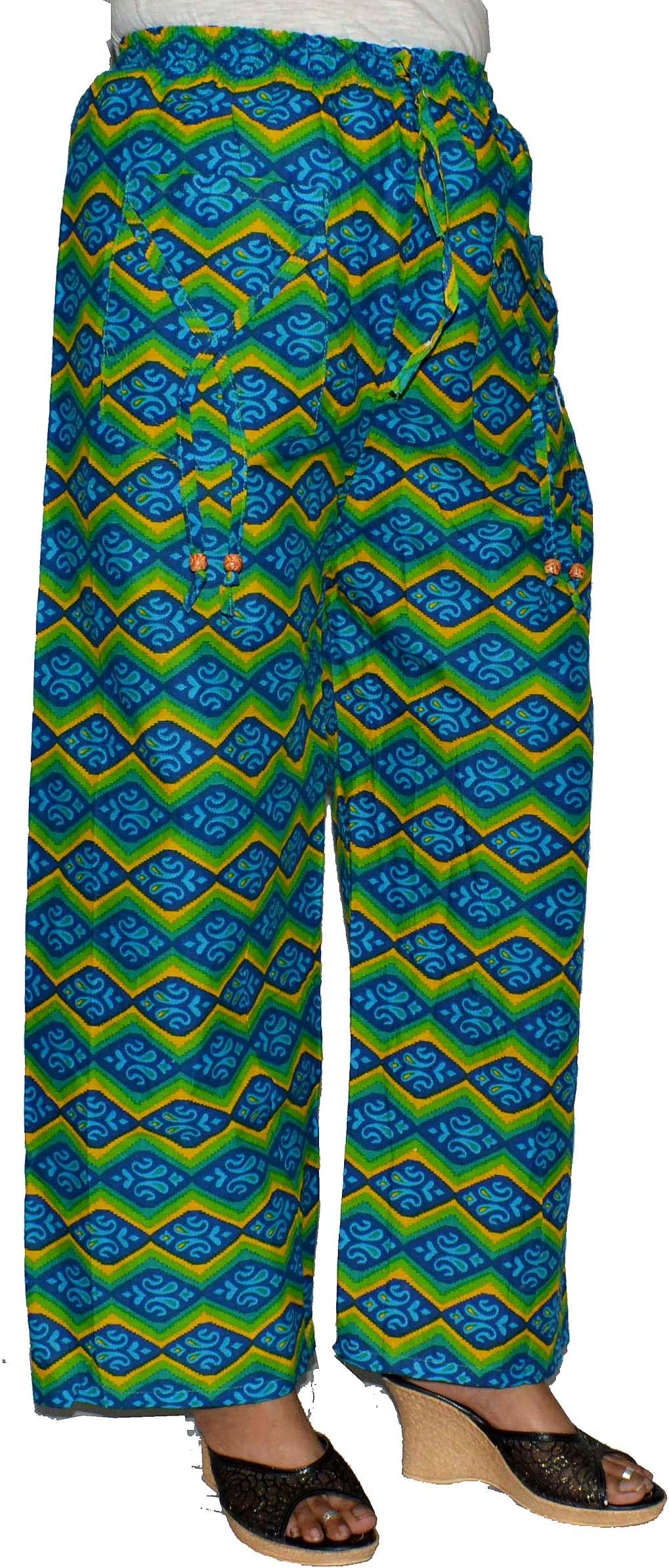Green color Hand Block Print Cotton, Plazo,Paint,Lower,Bottam for Women And Girls