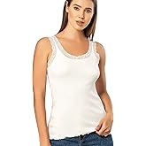 VAVONNE Lace Camisole Tank Tops for Women, Soft Stretch Ribbed Cotton Cami