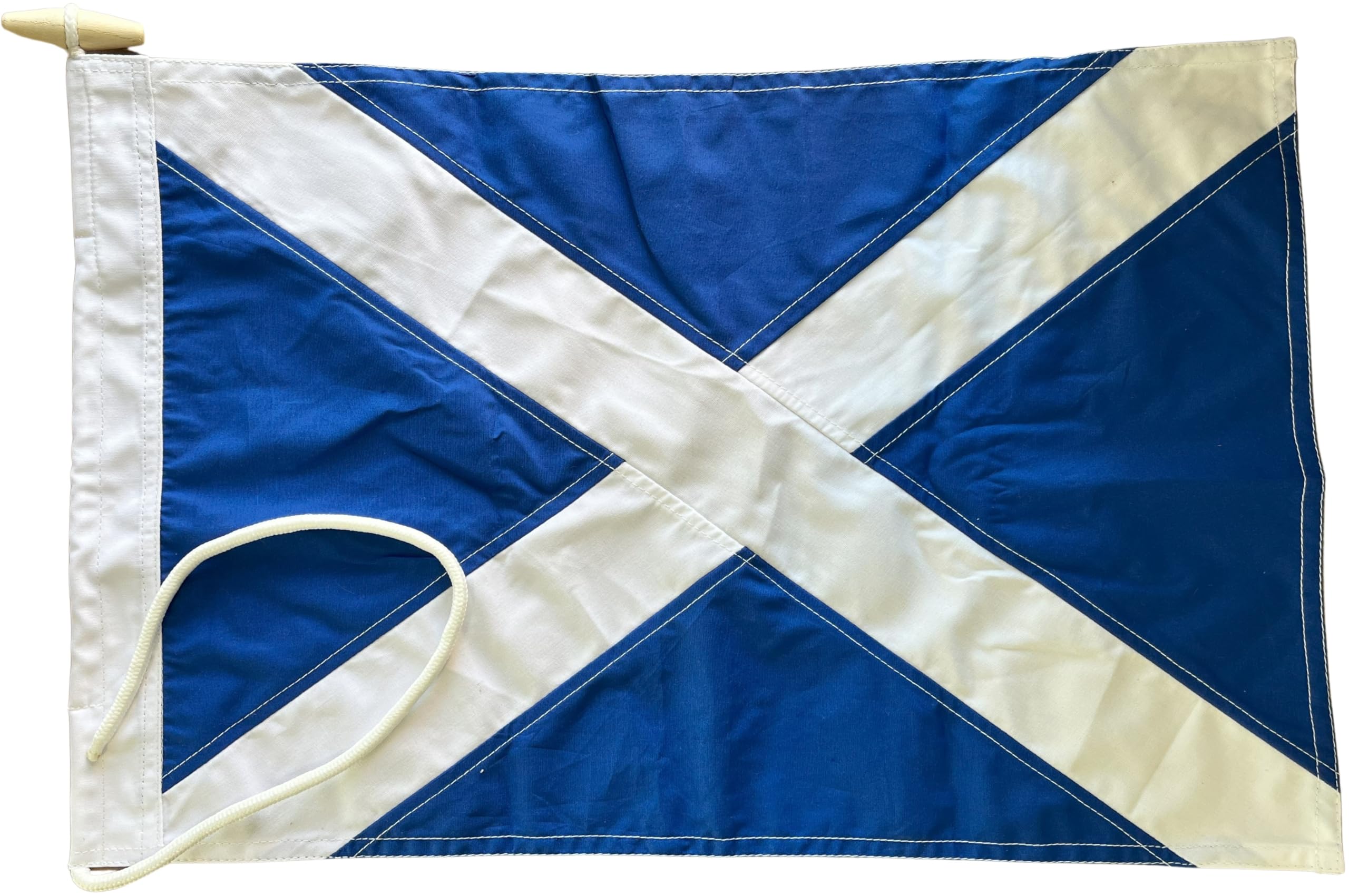 NWFlags Sewn Scotland Flag | 1.5ft x 1ft Rope & Toggle | 18"x12" Stitched Small Saltire St Andrews Flag