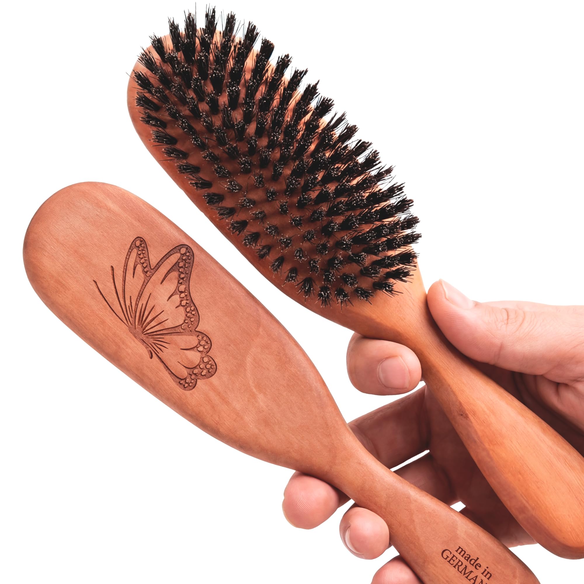 Photo 1 of 100% Pure Calcutta Boar Bristle Hairbrush for Natural Healthy Hair, Stiff Bristle, Made in Germany's Black Forest