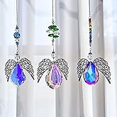H&D HYALINE & DORA Metal Angel Wing Pendant with Rainbow Crystal Prisms Suncatcher Window Home Christmas Hanging Decor,Set 3pcs