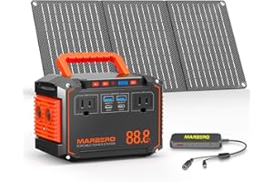MARBERO 88.8Wh Portable Power Station with 30W Solar Panel 150W Peak Camping Solar Generator Power Bank with AC Outlet(2*AC,2*USB A, 2*USB C,) for Outdoor Travel Home Emergency Blackout Hurricane