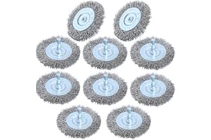 Hiqalty 10pcs 3 Inch Stainless Steel Wire Wheel Brushes Kit for Drill with 1/4-Inch Hex Shank,Wire Wheels for Power-Operated Grinders (10)