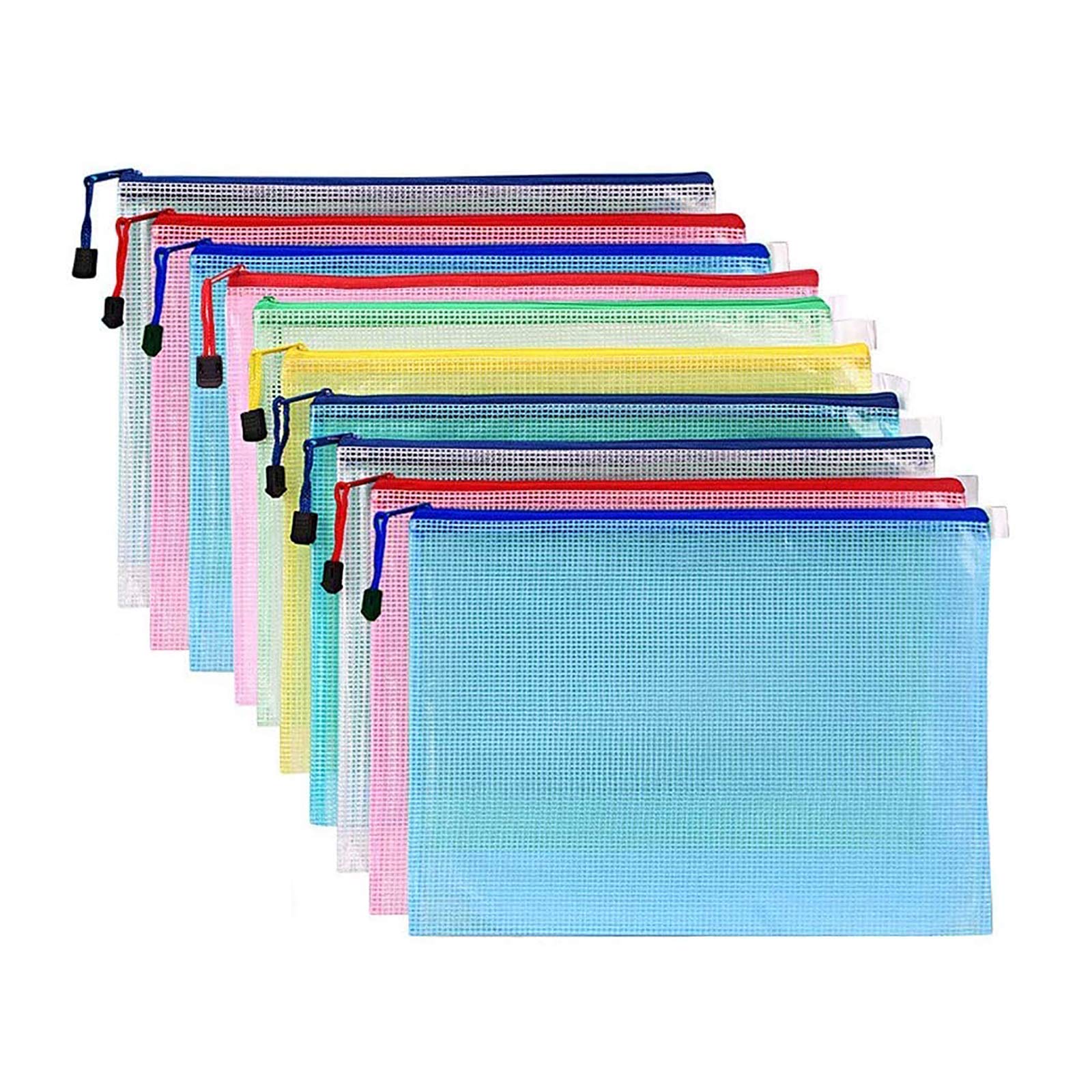10 x A3 A4 Plastic Zip File Wallets