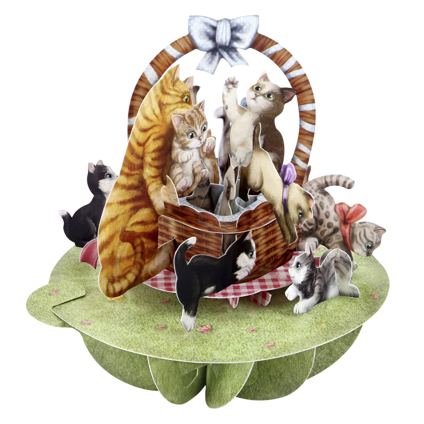 SANTORO Pirouette, 3D Pop Up Greeting Card - Kittens in A Basket - for Her, Mum, Mothers Day | Cute Birthday Gifts for Cat Lovers