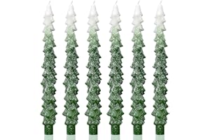 MTLEE 6 Pcs Christmas Tree Shaped Taper Candles Decorative Unscented Christmas Tree Shaped Candles Gift for Xmas Kwanzaa Festival Celebration Decor (10 Inch,Gradient Color)