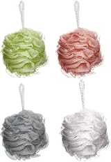 ELYSIUM SPA Mesh Exfoliating Bath & Shower Sponges 4 Pack Assorted Colours view 1