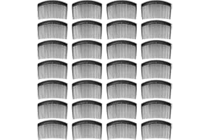 ANGLA 28 Pack Black Small Plastic Hair Side Comb With Long Teeth Hairpins Grips Barrettes Clamps Bows for Women Bridal Wedding Veil Decorative Headpiece French Twist Updo Bun Accessories