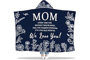 Taesun Mothers Day Mom Gifts, Gifts for Mom Wearable Blanket, Mom Hoodie Blanket Gift from Daughter/Son, Thoughtful Mom Hooded Blanket 47x72 in for Birthday(Blue)