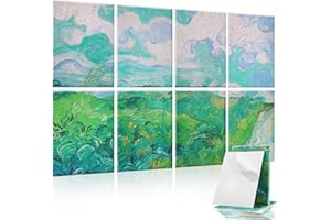 Tutmyrea 8 Pack Art Acoustic Panels, 48"X32" Self-Adhesive Soundproof Wall Panels, Decorative Sound Absorbing Panels, Acoustic Treatment for Studio Home ​Office (Cloud Green Fields)