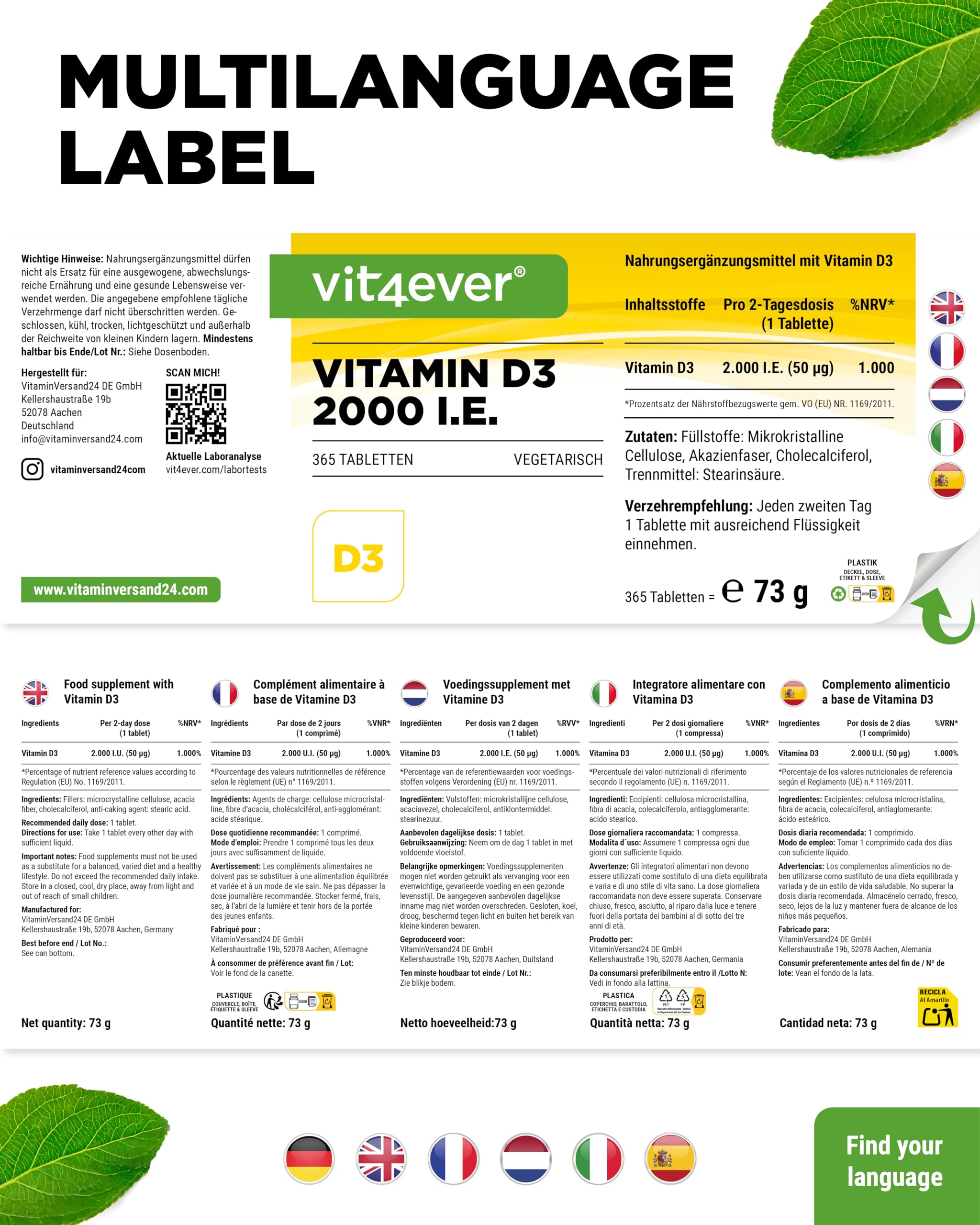 vit4ever Vitamin D3-365 Tabletten - 2000 I.E. 6