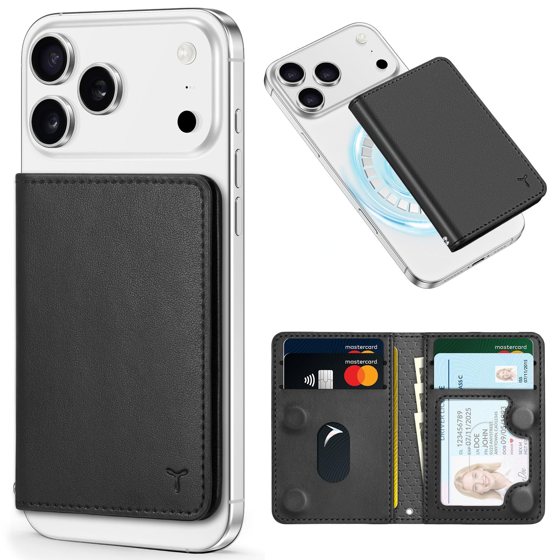 Photo 1 of TUCCH for Magsafe Wallet with 6 Card Holders, RFID Blocking [Clear ID Window] PU Leather Men Women Folio Magnetic Phone Wallet for iPhone 17/16/15/14/13/12/Plus/Air/Pro/Pro Max Series, Black