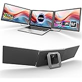 KEFEYA 15.6" Laptop Screen Extender, Includes Power Bank, FHD 1080P IPS Triple Laptop Monitor Extender for 13-17" Laptops, Plug & Play with HDMI/USB-A/TYPE-C/Hub, Compatible with Windows, Mac, Android