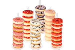 Dooiclear Donut Stand 6 Pack, Acrylic Bagel Stand, Clear Doughnut Holder, Donut Display Stand for Dessert Table, Bagel Display Tower for Birthday, Wedding, Baby Shower, Christmas, Party