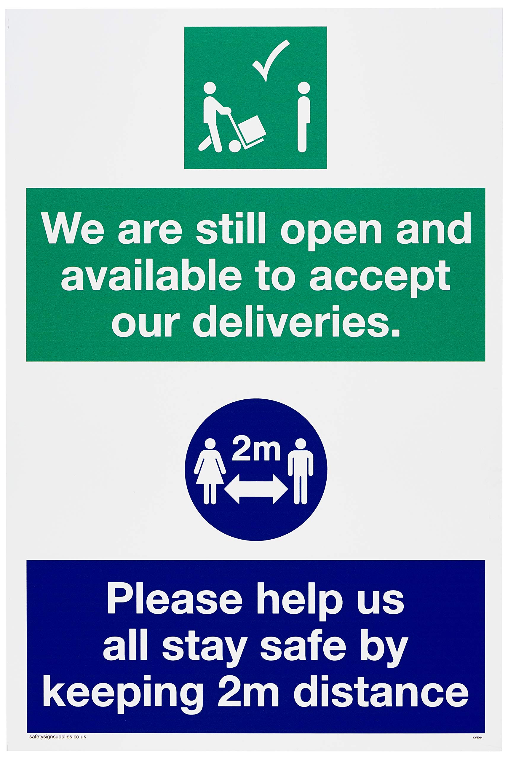 We are still open and available to accept our deliveries. Please help us all stay safe by keeping 2m