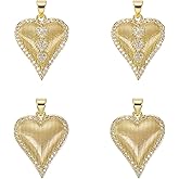 COGCHARGER 4Pcs Heart Charms for Jewelry Making Real 18K Gold Plated Charms Brass Clear Cubic Zirconia Crystal Pendants for Earring Bracelet Necklace DIY Accessories