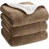 Bedsure GentleSoft Sherpa Fleece Blanket Queen Size for Bed, Non-Heated, Thick and Warm Throw for Women and Men, Soft Fuzzy Plush Queen Blanket for Winter, Camel, 90x90 Inches