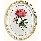 97 Decor Oval Vintage Wall Sculptures For Living Room - Handcrafted 3d Peony Floral Wall Art For Home Bedroom Decorations, Mo