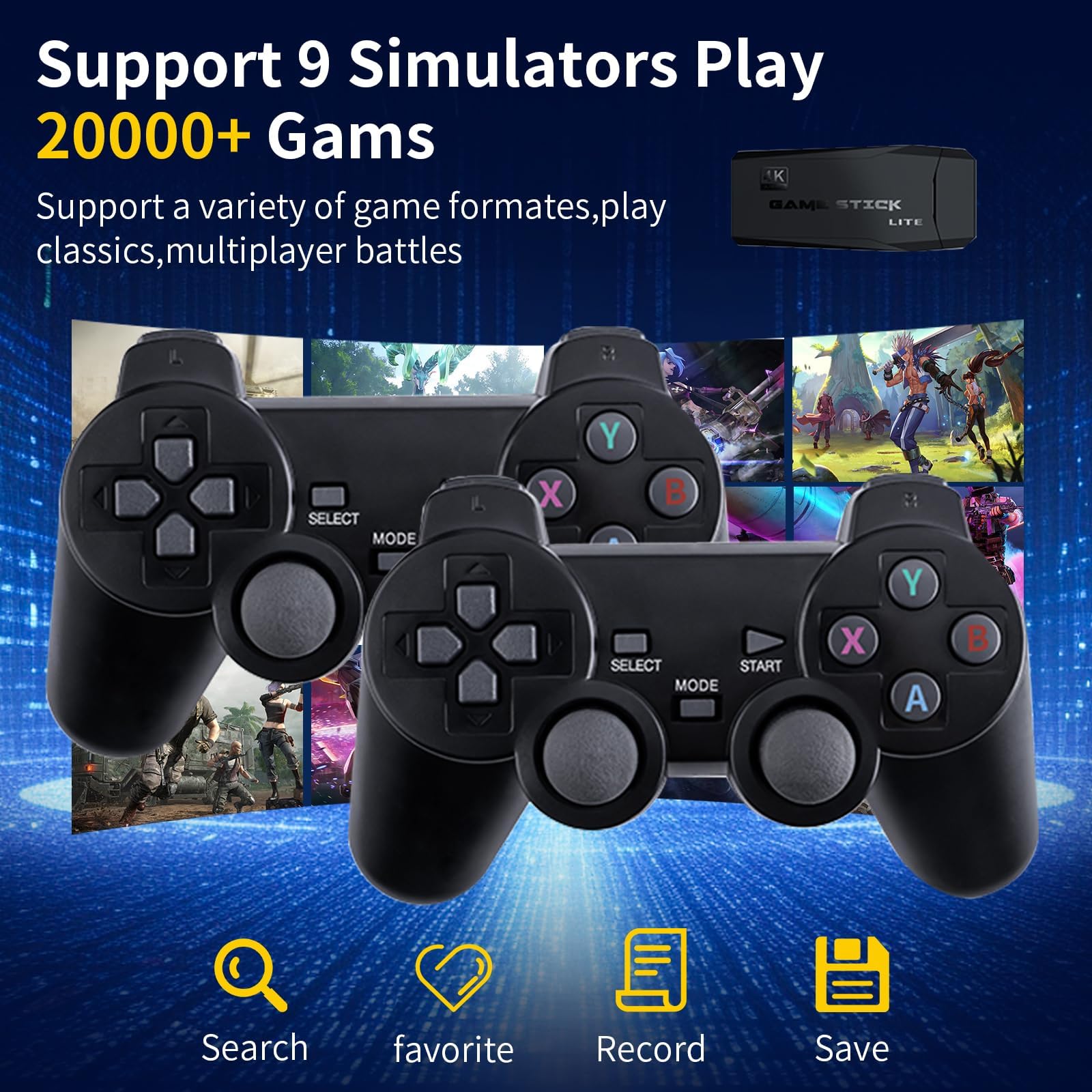 Wireless Retro Handheld Game Console, Built-in 20,000+ Plug-and-Play Retro Video Games, with 18 Classic Simulators, 4K HD HDMI Output and Dual 2.4G Wireless Controller, Easter Birthday Gift