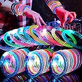 OLUPP 90 Pack Glow Bracelets, Glow in the Dark Party Supplies, 6 Color LED Light Up Bracelets for Adults & Kids Birthday Party Favors, Concert, New Year, Carnival, Raves