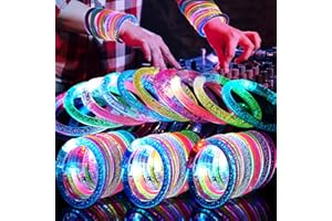 OLUPP 90 Pack Glow Bracelets, Glow in the Dark Party Supplies, 6 Color LED Light Up Bracelets for Adults & Kids Birthday Party Favors, Concert, New Year, Carnival, Raves