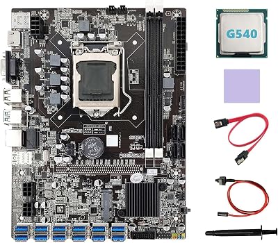 Lodokdre B75 ETH Miner Motherboard 12 PCIE USB3.0 G540 CPU Thermal Grease Pad