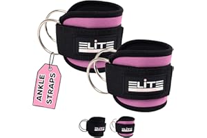 Elite Athletics Ankle Straps for Cable Machine (Pair), Adjustable Ankle Cuffs for cable Kickbacks
